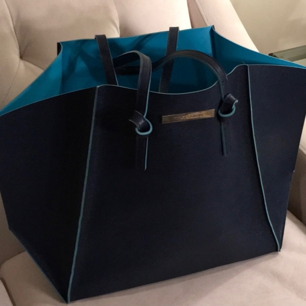 Vince Camuto Reversible Navy and Teal Tote